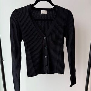 Wilfred Black Ribbed Button-Up Cardigan
